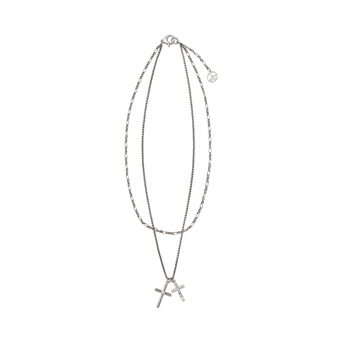 알렌느 더블 크로스 레이어드 네클리스 실버(Haleine Double Cross Layered Necklace Silver (VA402))