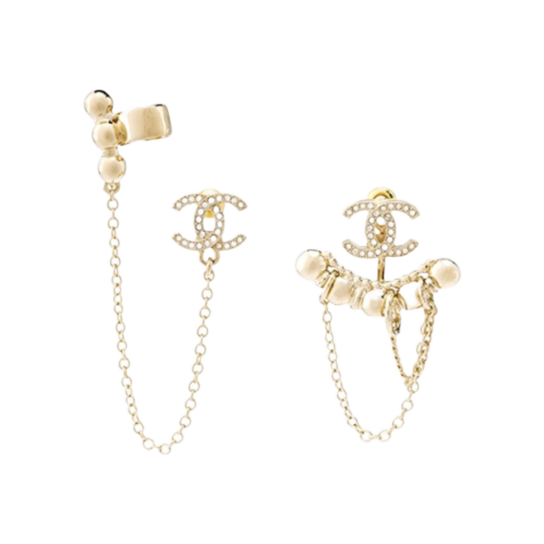 (W) 샤넬 이어링 메탈 스트라스 & 골드 크리스탈((W) Chanel Earrings Metal Strass & Gold Crystal) - 1