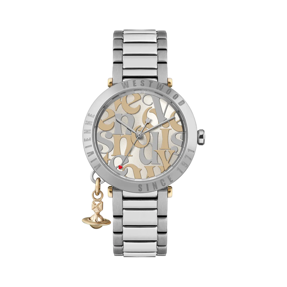 (W) 비비안 웨스트우드 오브 로고매니아 32mm 실버 골드((W) Vivienne Westwood Orb Logomania 32mm Silver Gold)