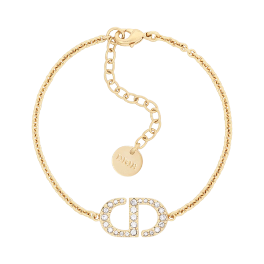 B1940WOMCY-D03S (W) Dior Petit CD Bracelet Gold Finish Metal Silver Tone Crystals