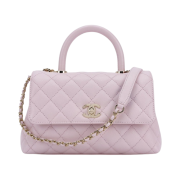 Chanel Flap Bag with Top Handle Grained Calfskin & Gold Light Pink