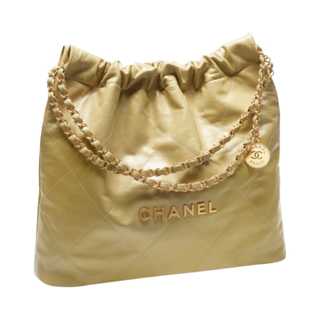 샤넬 22 스몰 핸드백 샤이니 카프스킨 & 골드 메탈 라이트 그린(Chanel 22 Small Handbag Shiny Calfskin & Gold Light Green) - 2