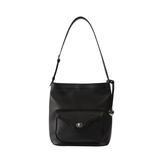 324499 APOA Suave Leather Bucket Bag Black