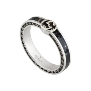 Gucci Interlocking G Ring Black Silver