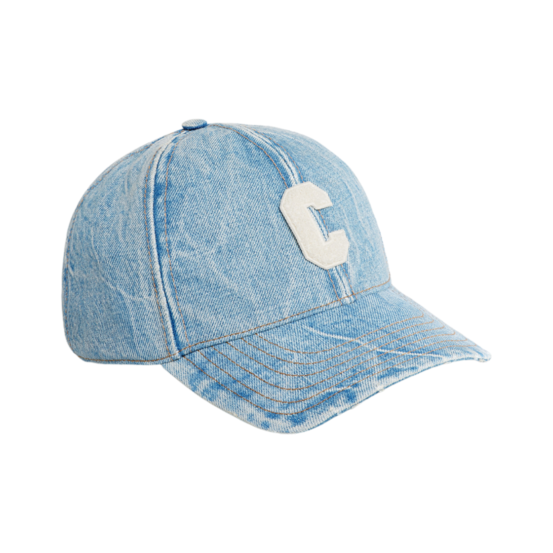 셀린느 이니셜 베이스볼 캡 데님 웨스트사이드 워시 디스트로이드