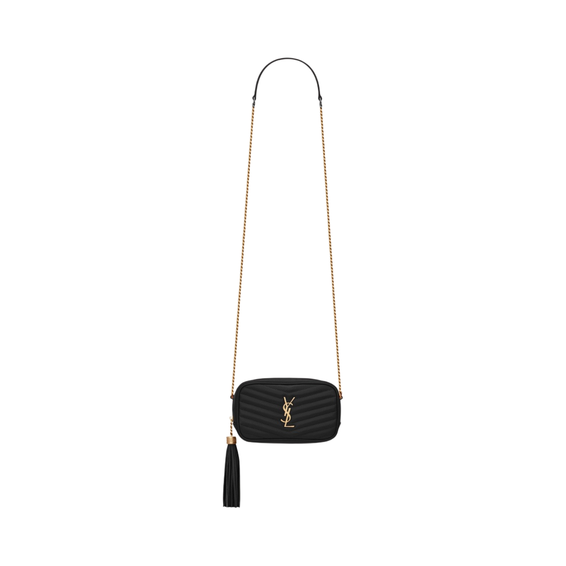 612579-1GF01-1000 Saint Laurent Lou Mini Bag in Grain De Poudre Embossed Quilted Leather Black Gold