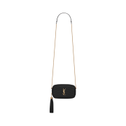 Saint Laurent Lou Mini Bag in Grain De Poudre Embossed Quilted Leather Black Gold