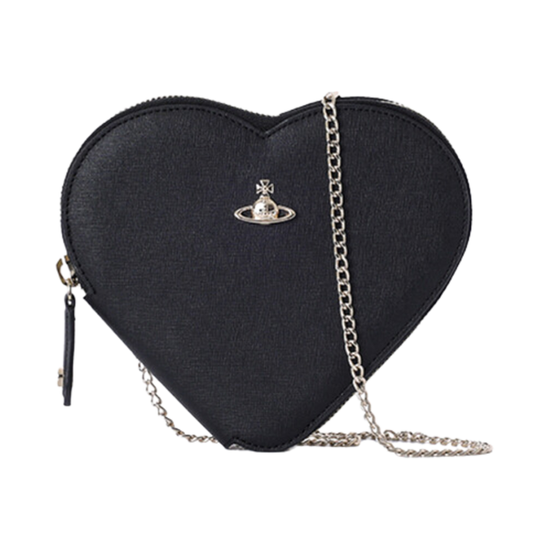 58010001W-S000B-N402/S0021-N402/L001N-N402 Vivienne Westwood Saffiano Heart Chain Cross Bag Black