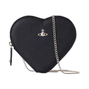 Vivienne Westwood Saffiano Heart Chain Cross Bag Black