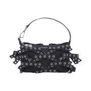 Ganni Bow Eyelet Butterfly Denim Small Pouch Bag Dark Navy