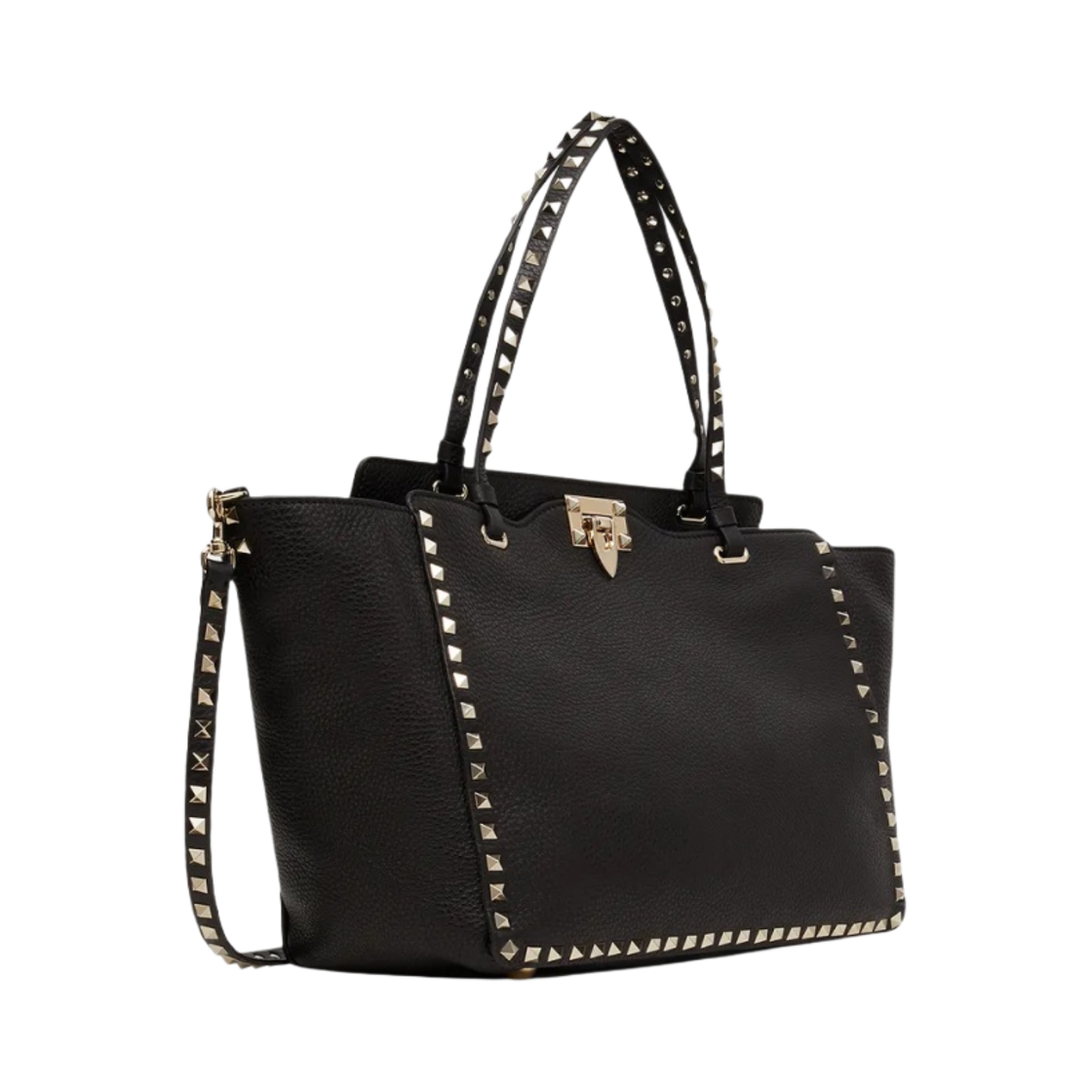 발렌티노 미디움 그레이니 카프스킨 락스터드 백 블랙(Valentino Medium Grainy Calfskin Rockstud Bag Black) - 2