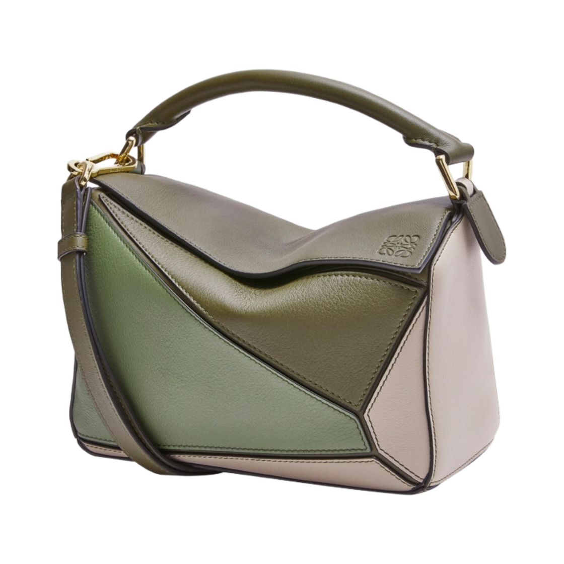 로에베 스몰 퍼즐백 클래식 카프스킨 어텀 그린 라이트 오트(Loewe Small Puzzle Bag In Classic Calfskin Autumn Green Light Oat) - 1