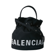 Balenciaga Wheel Drawstring Bucket Bag Black