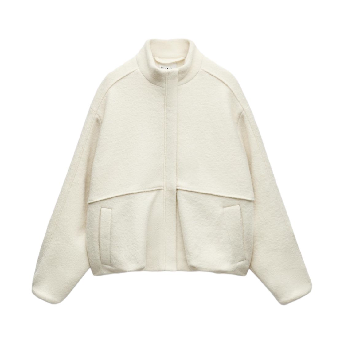 (W) 자라 100% 울 봄버 자켓 ZW 컬렉션 에크루((W) Zara 100% Wool Bomber Jacket ZW Collection Ecru)