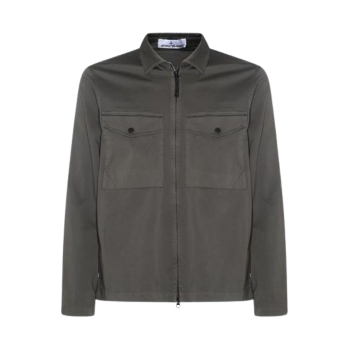 801510812-V0059 Stone Island 10812 Stretch Cotton Satin Garment Dyed Overshirt Musk Green - 24SS