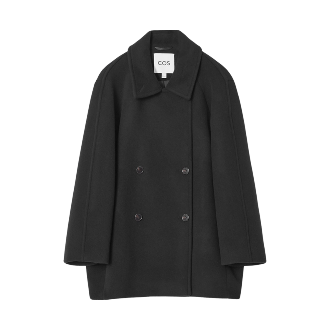 1242884002 (W) COS Oversized Double Breasted Wool Pea Coat Black