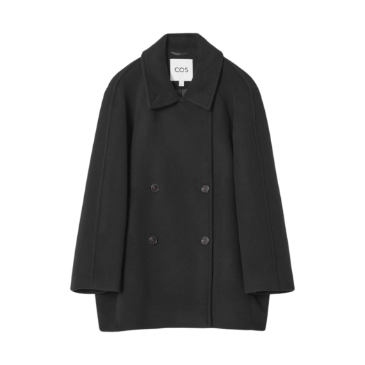 1242884002 (W) COS Oversized Double Breasted Wool Pea Coat Black