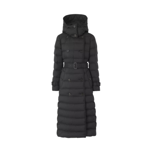(W) Burberry Detachable Hood Puffer Coat Black