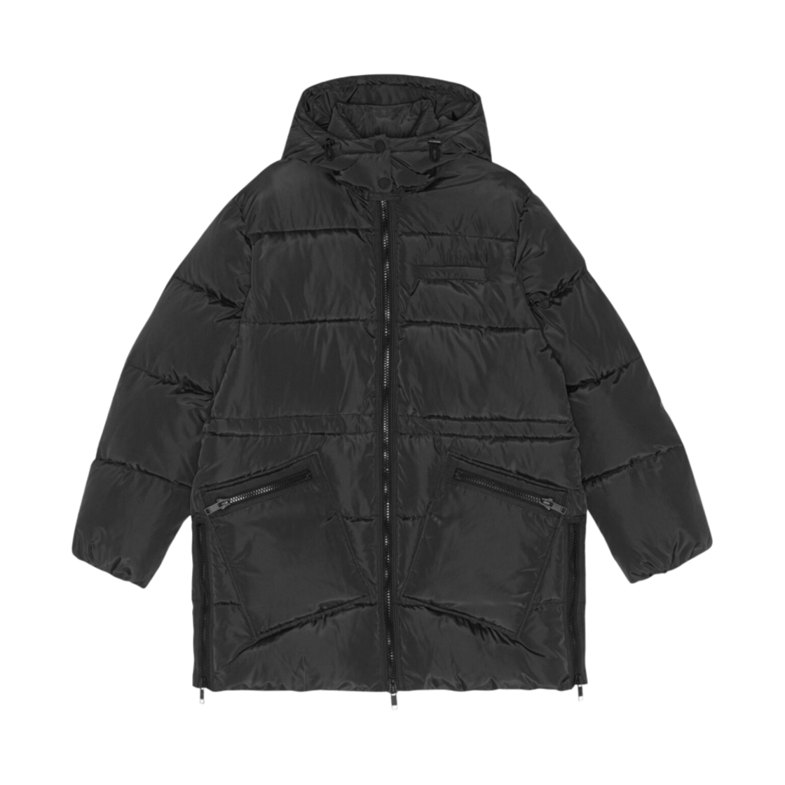 (W) 가니 오버사이즈 테크 퍼퍼 미디 자켓 팬텀((W) Ganni Oversized Tech Puffer Midi Jacket Phantom) - 1