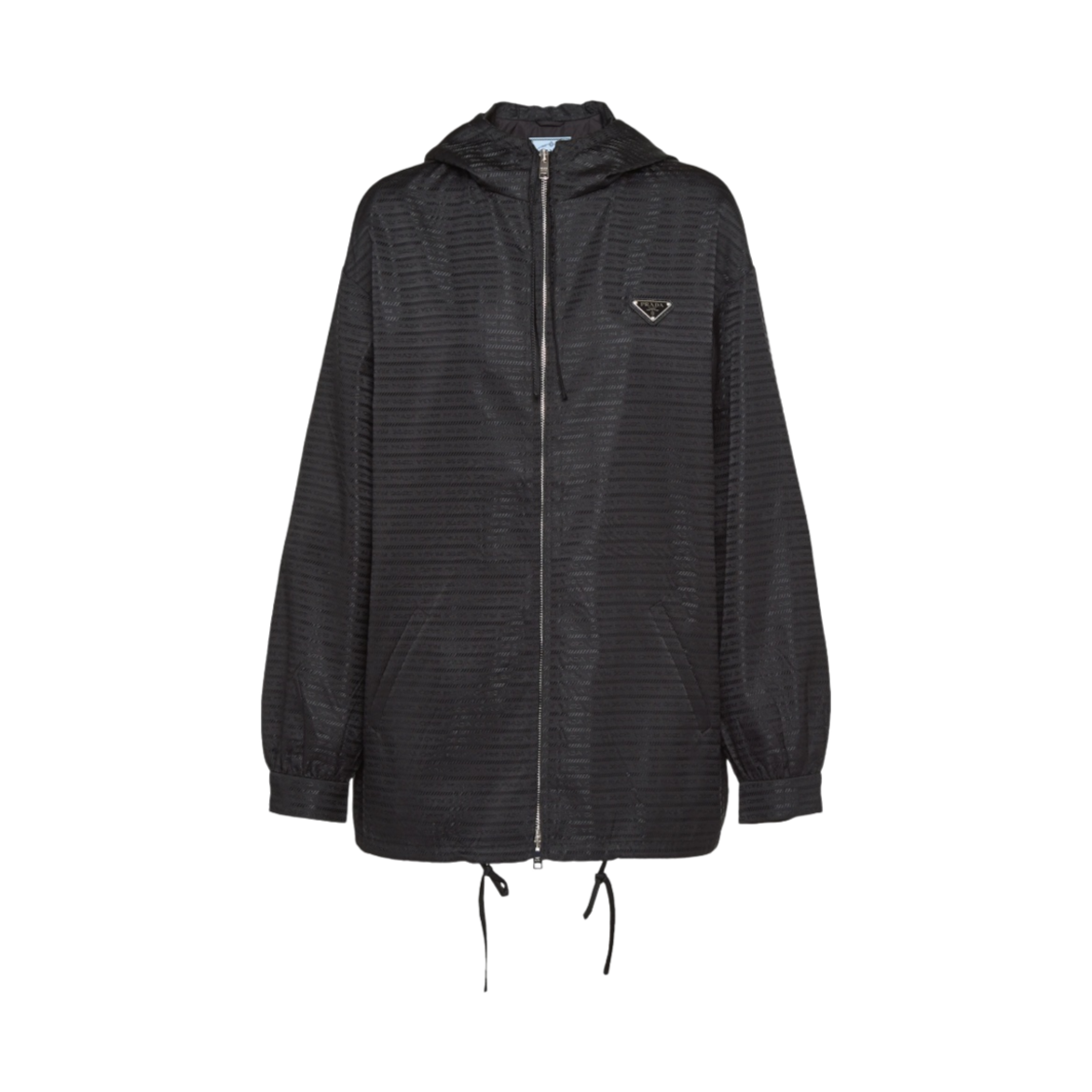 (W) 프라다 리나일론 후드 블루종 자켓 블랙((W) Prada Re-Nylon Hooded Blouson Jacket Black) - 1