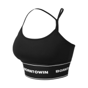 BORN TO WIN Jacquard Wide Band Bra Top Black