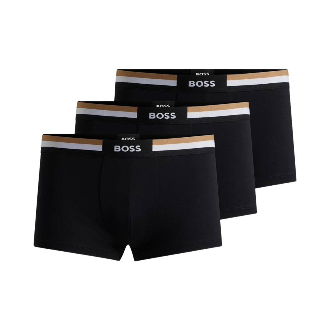 50516542-001 Hugo Boss Signature Stretch Cotton Blend Trunks Black (3 Pack)