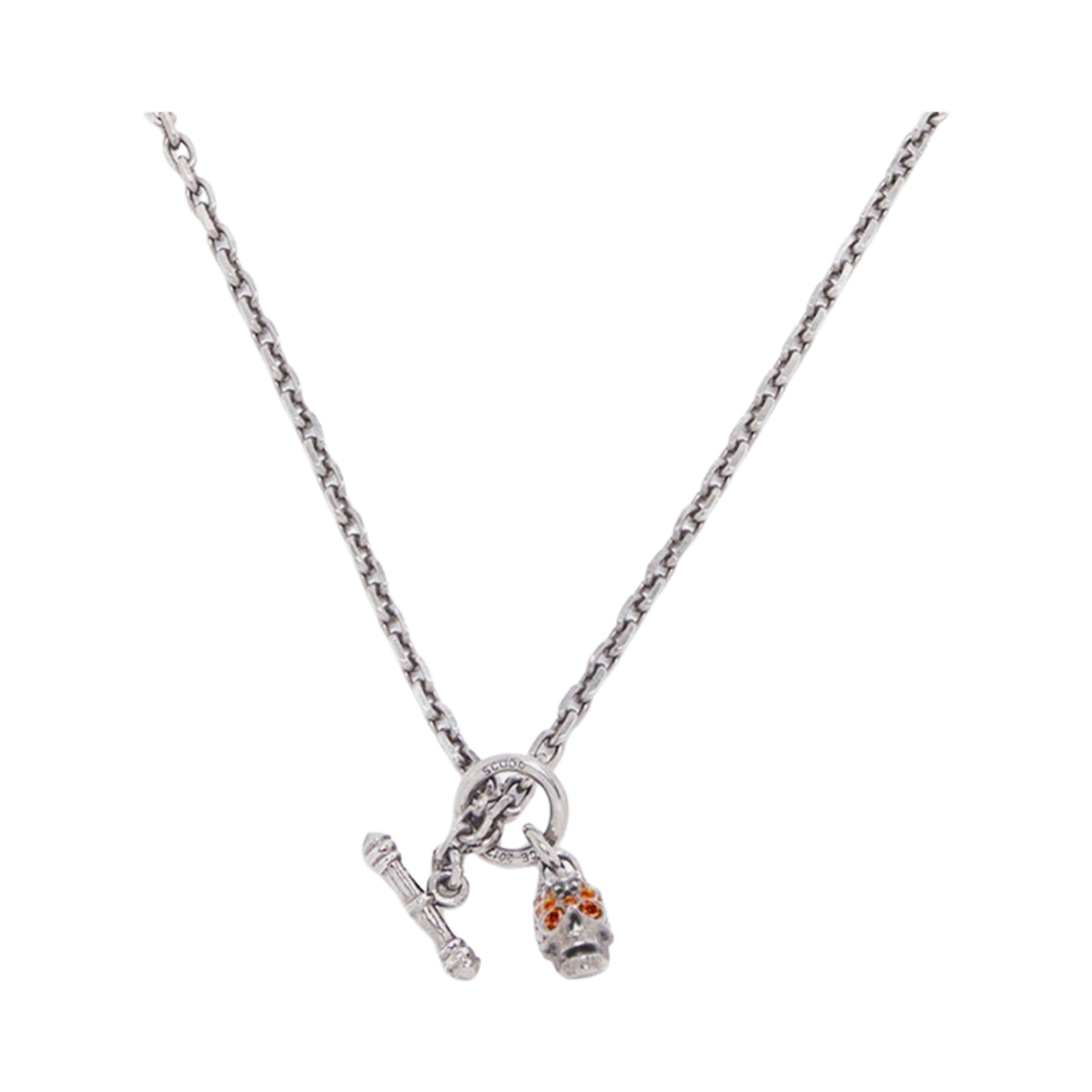 스쿠도 미니 스컬 스톤 네클리스 오렌지 스톤