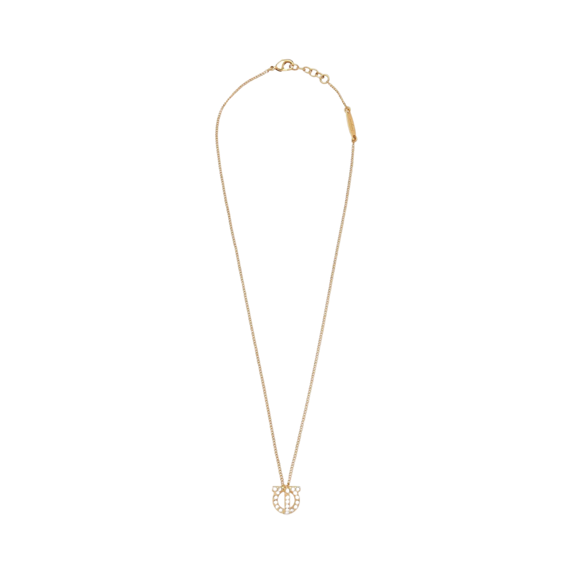 (W) 페라가모 간치니 3D 크리스탈 네클리스 골드((W) Ferragamo Gancini 3D Crystal Necklace Gold)