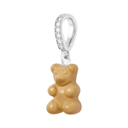 Crystal Haze Nostalgia Bear with Pave Connector Silver Salt Caramel