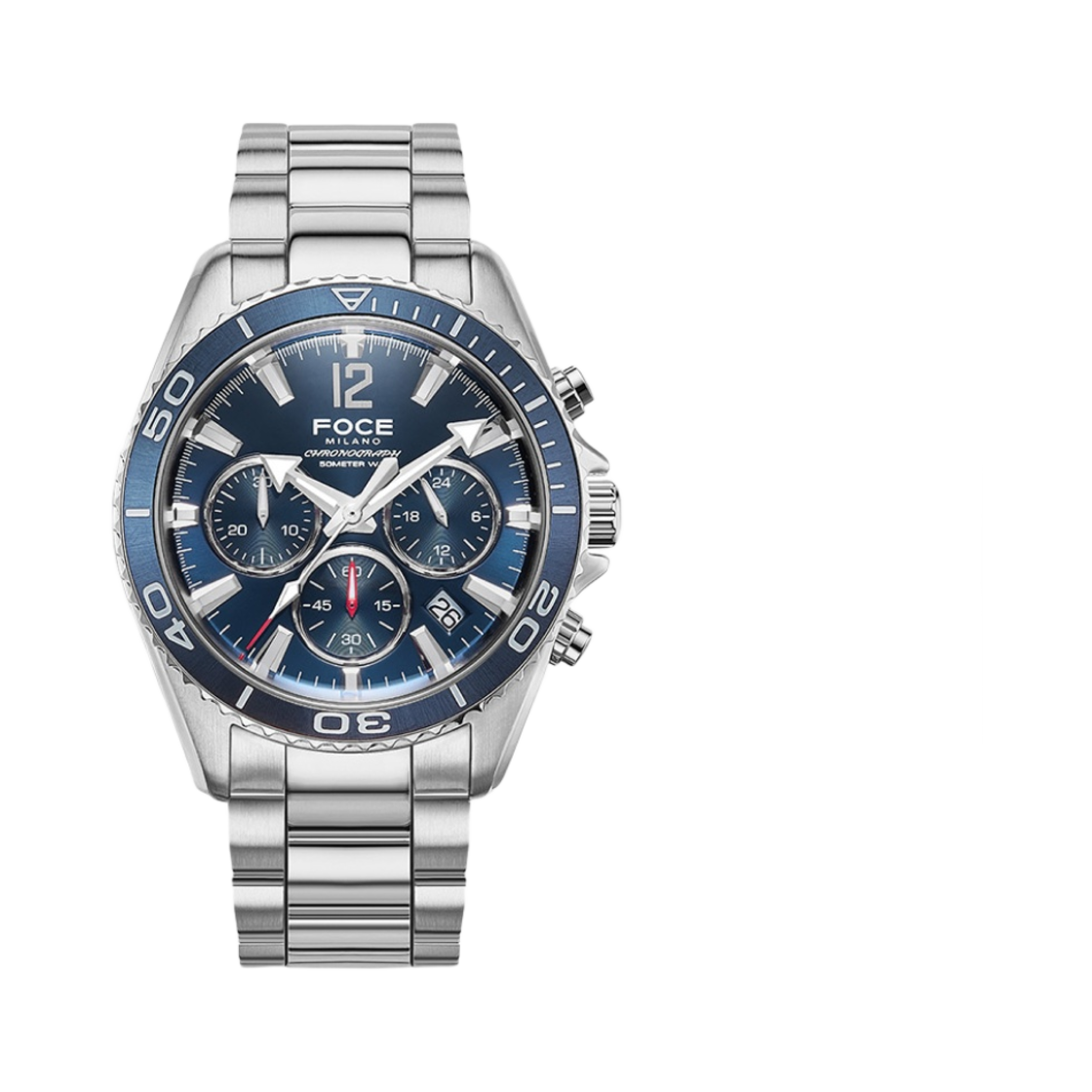 포체 44mm 크로노그래프 메탈 워치 블루(Foce 44mm Chronograph Metal Watch Blue)