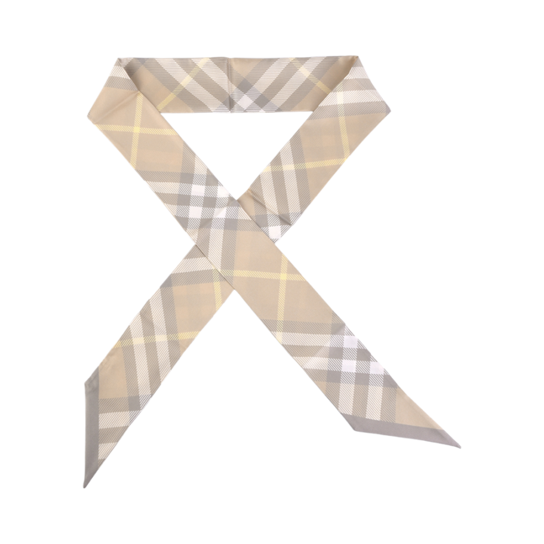 버버리 체크 트윌 실크 스카프 플랙스(Burberry Check Twill Silk Scarf Flax)
