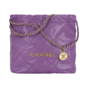Chanel 22 Small Handbag Shiny Calfskin & Gold Purple