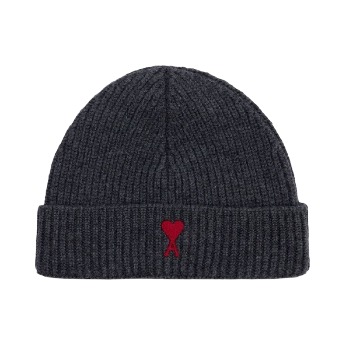 아미 스몰 하트 로고 비니 헤더 그레이 레드(AMI de Coeur Beanie Heather Grey Red)