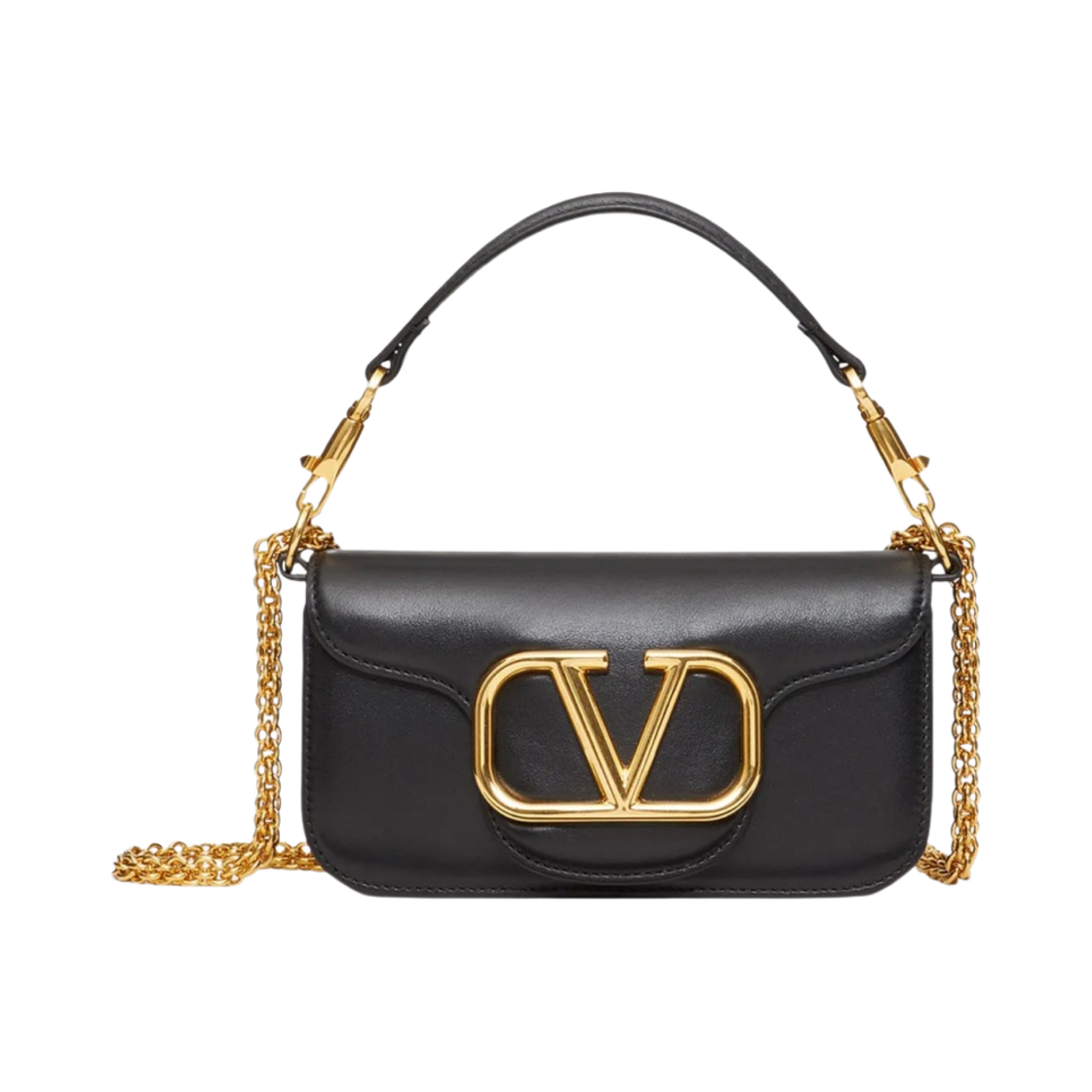 B0K53ZXL0NO Valentino Calfskin Loco Small Shoulder Bag Black