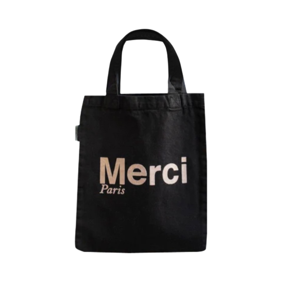 메르시 코튼 토트백 미니 블랙 크림(Merci Cotton Tote Bag Mini Black Cream)