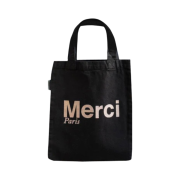 Merci Cotton Tote Bag Mini Black Cream