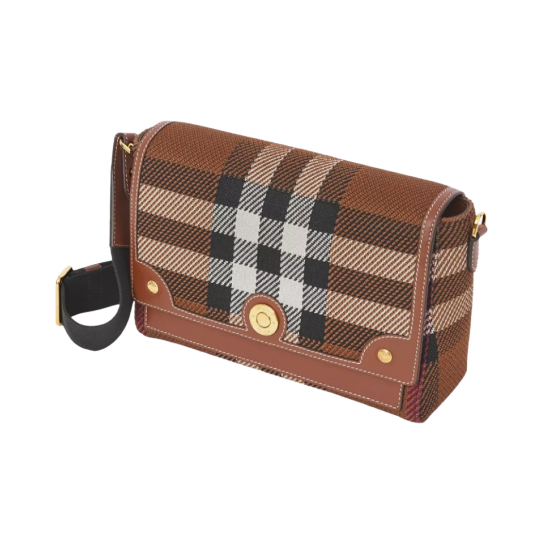 버버리 니트 체크 레더 노트 크로스바디백 다크 버치 브라운(Burberry Knitted Check Leather Note Crossbody Bag Dirk Birch Brown) - 2