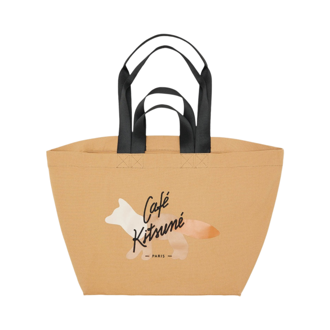 SPCKU05117-P222 Maison Kitsune Cafe Double Carry Tote Iced Coffee