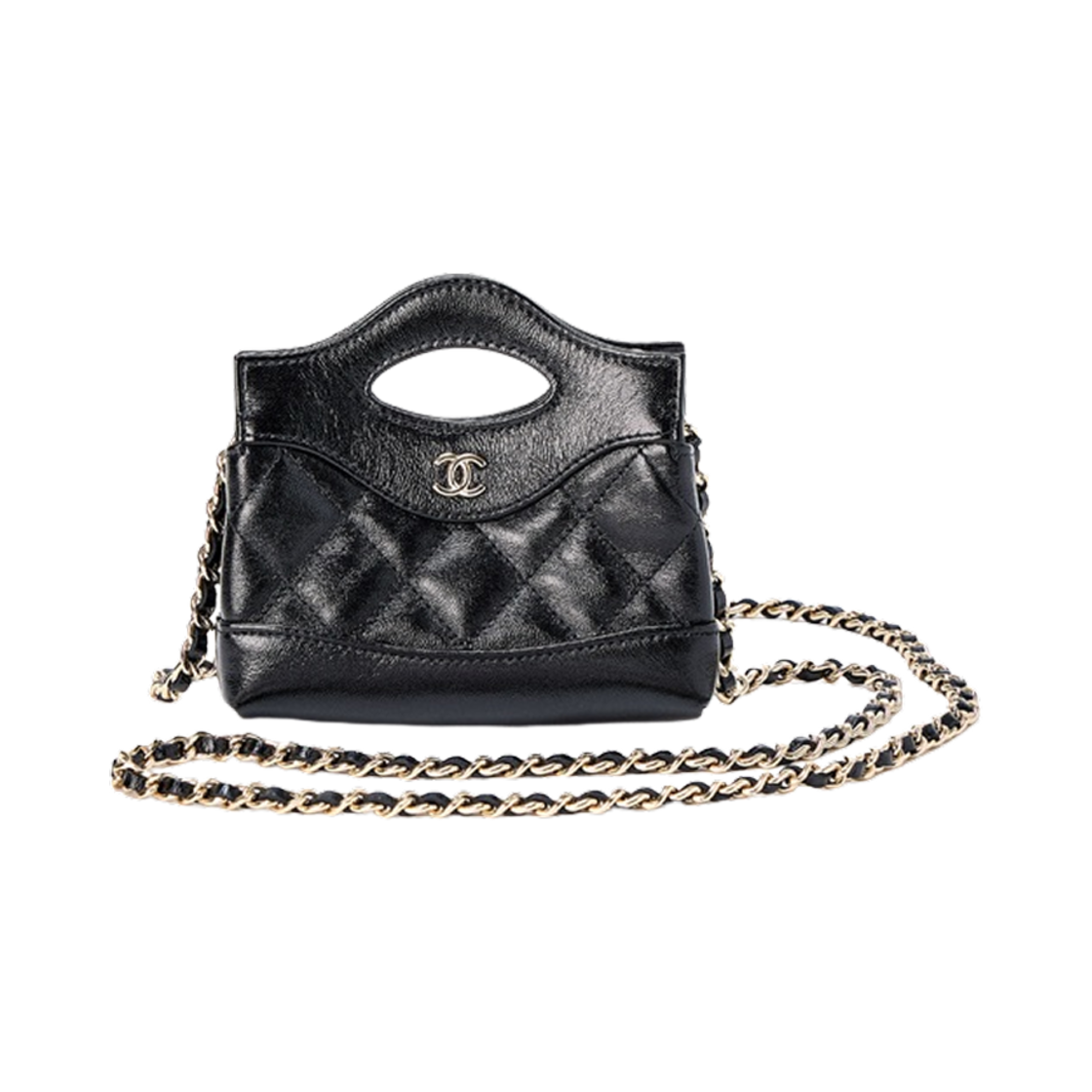 샤넬 체인 달린 미니백 샤이니 램스킨 & 골드 메탈 블랙(Chanel Clutch with Chain Shiny Lambskin & Gold Black)