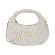 Miu Miu Wander Matelasse Nappa Leather Hobo Mini Bag White