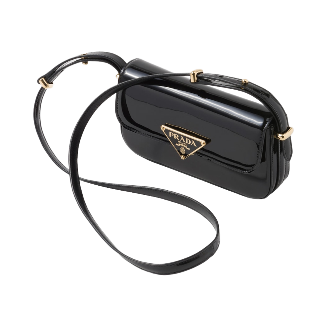 프라다 페이턴트 레더 숄더백 플랩 블랙 | Prada | KREAM
