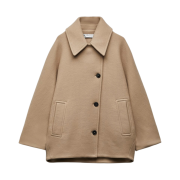 (W) Zara ZW Oversized Cropped Coat Sand