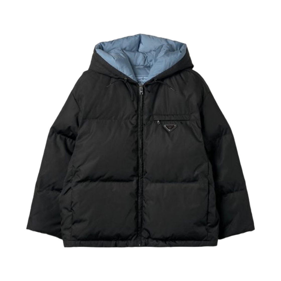 29B408-11C9-F0002 (W) Prada Re-Nylon Gabardine Hooded Down Jacket Black