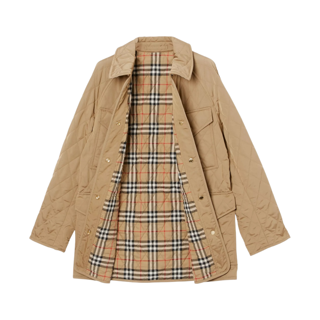 (W) 버버리 다이아몬드 퀼티드 나일론 캔버스 필드 자켓 아카이브 베이지((W) Burberry Diamond Quilted Nylon Canvas Field Jacket in Archive Beige) - 2