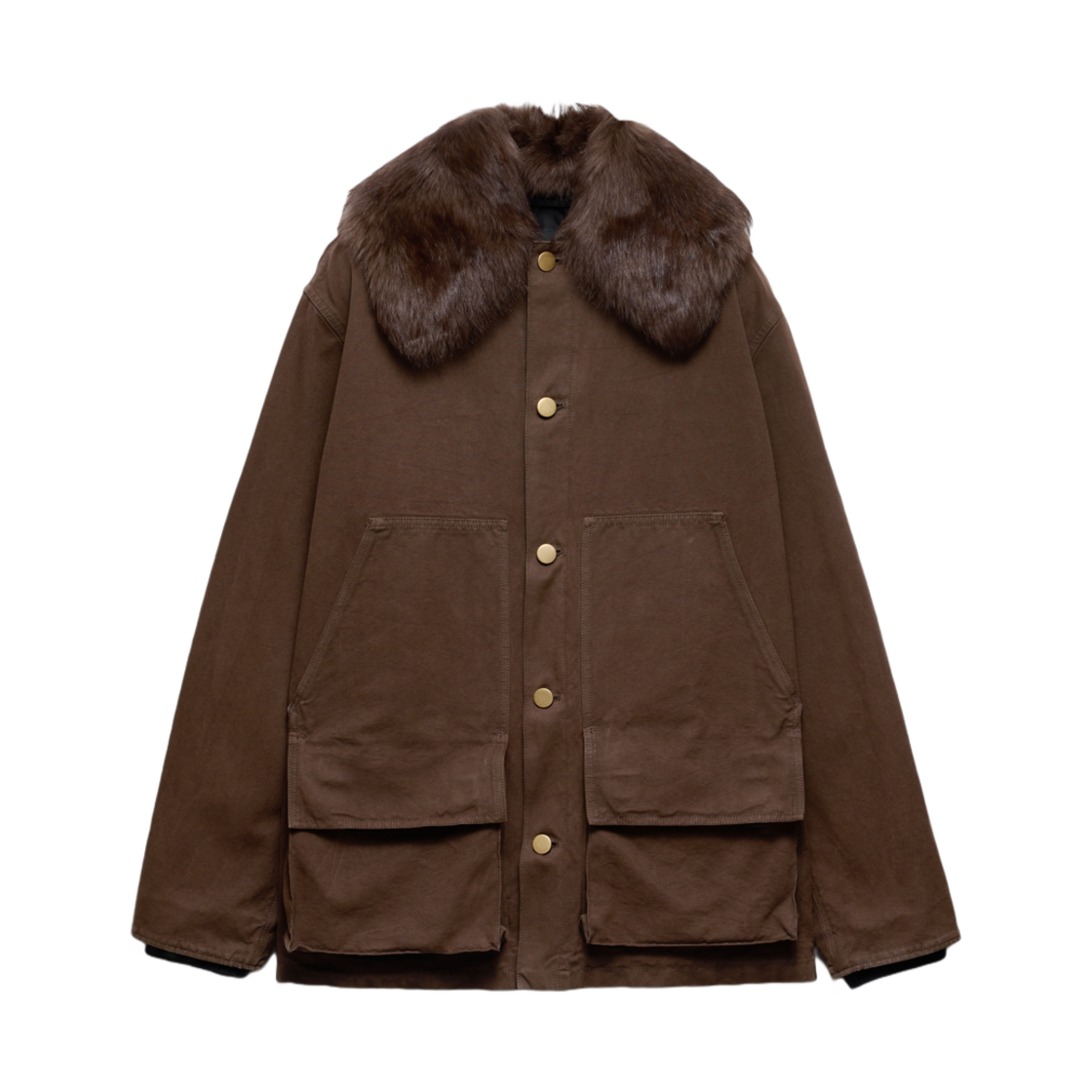 프라다 코튼 자켓 셔링 칼라 브라운(Prada Cotton Jacket with Shearling Collar Brown)