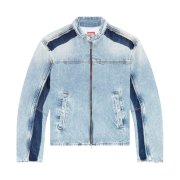 Diesel D-Marge-S1 Zipped jacket in Two-Tone Denim Light Blue