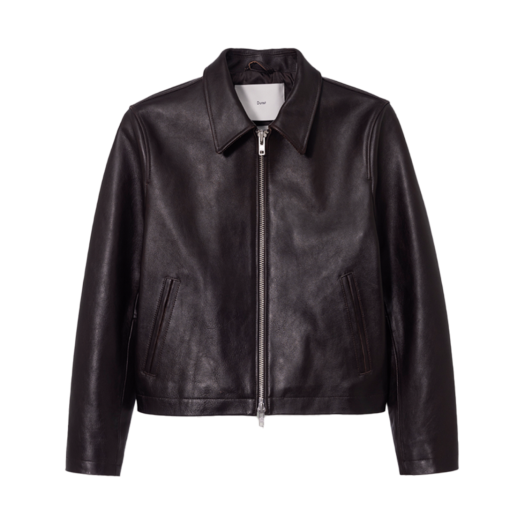 UDJU5A106W2 Dunst Unisex Calf Skin Collared Blouson Jacket Brown