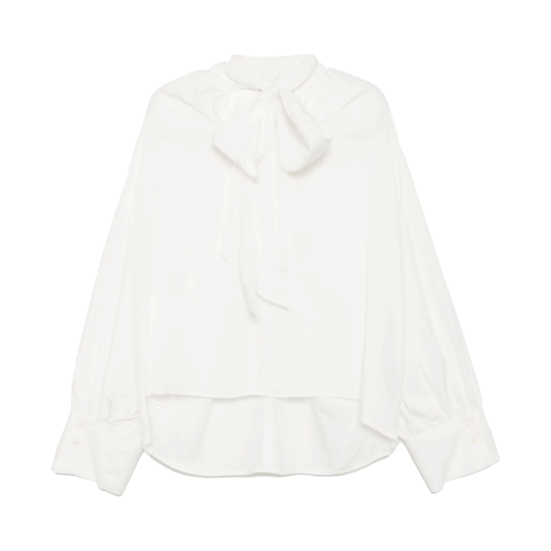 고엔제이 타이 디테일드 개더드 블라우스 아이보리(GOEN.J Tie-Detailed Gathered Blouse Ivory)