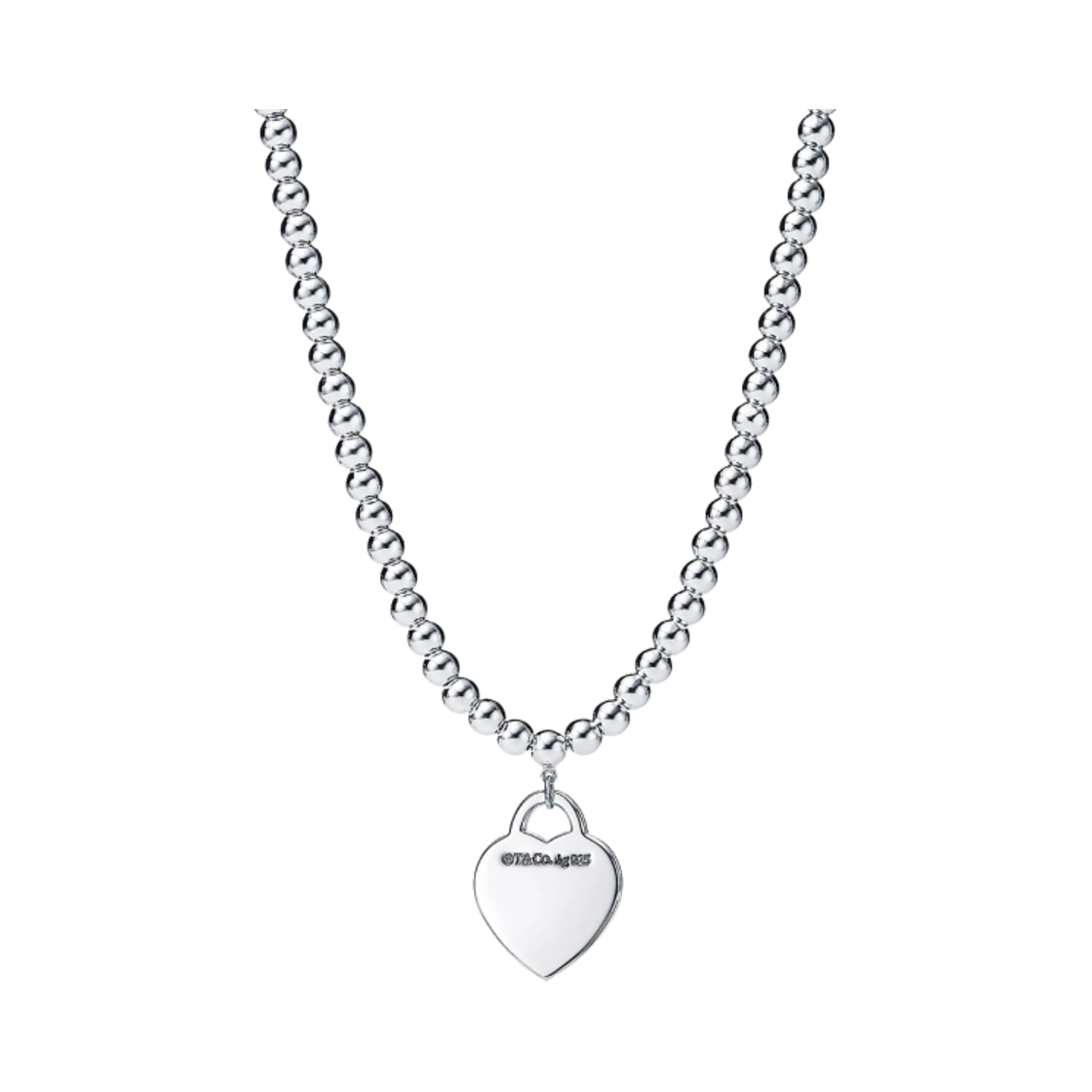 티파니 앤 코 리턴 투 티파니 실버 하트 태그 비드 네클리스 스털링 실버(Tiffany & Co. Return to Tiffany Silver Heart Tag Bead Necklace Sterling Silver)