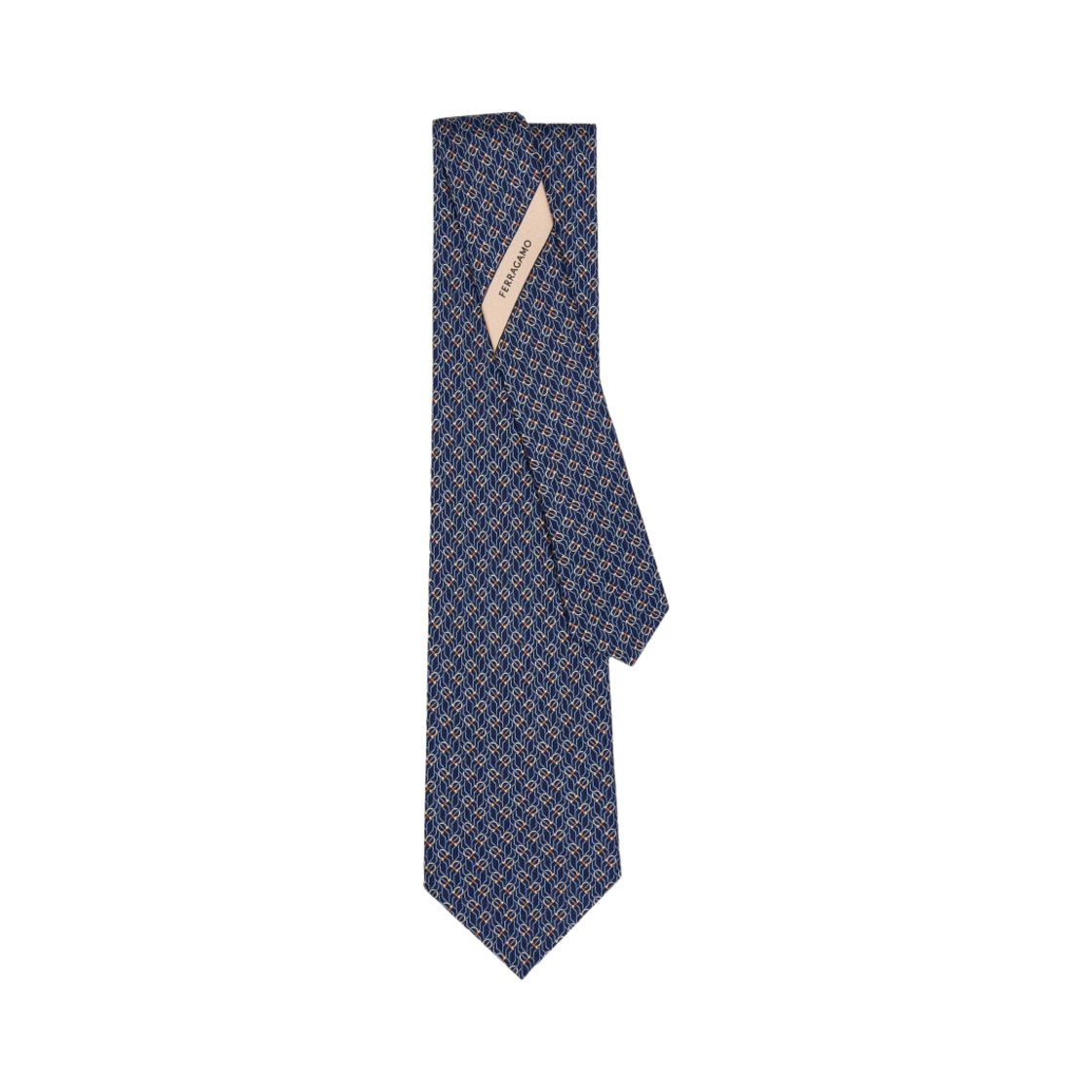350950-768563 Ferragamo Tetris Print Silk Tie Navy blue